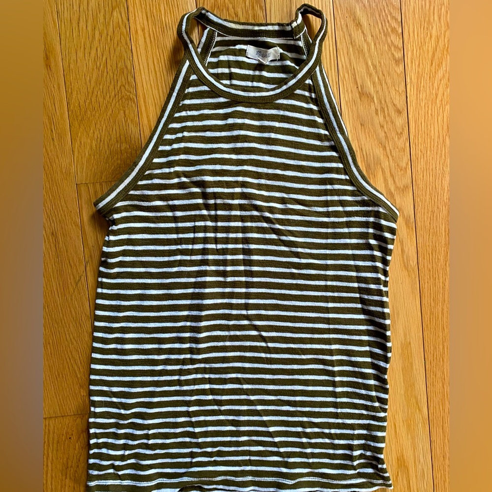 Ribbed green and white stripe tank